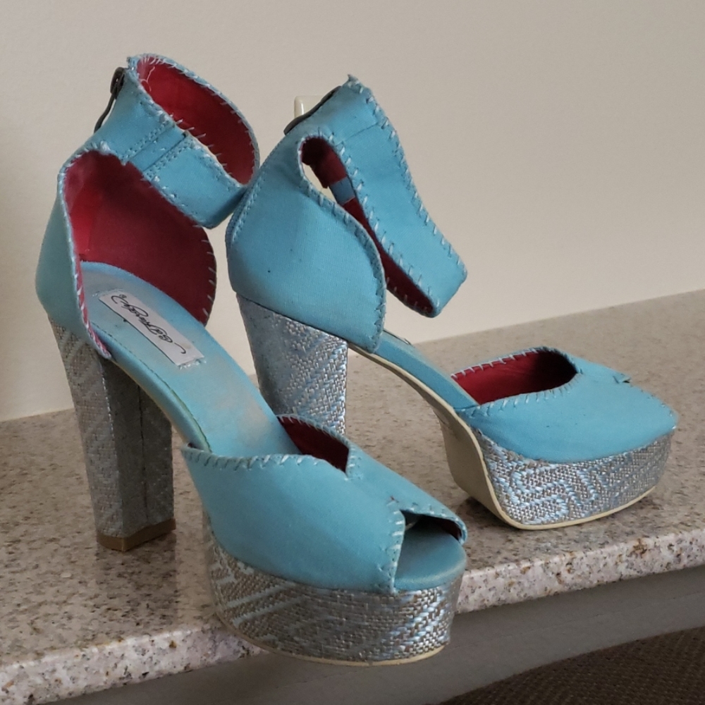 Chunky heel platform popular name brand designer